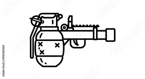 Grenade Launcher Icon, Military Weapon Symbol, Assault Weapon Graphic, Vector Illustration