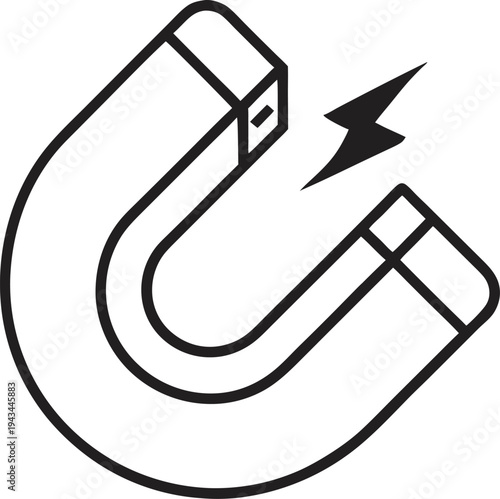 Magnet outline   icon vector on white background  