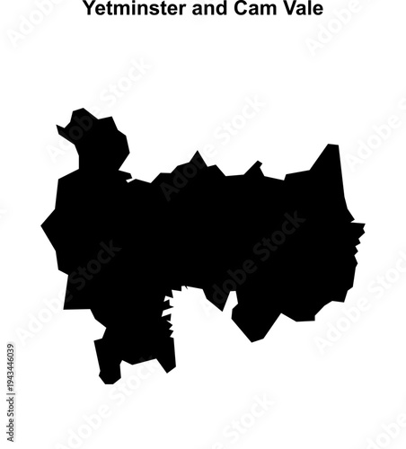 Yetminster and Cam Vale (England) blank outline map