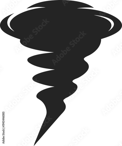 Tornado silhouette icon vector on white background  