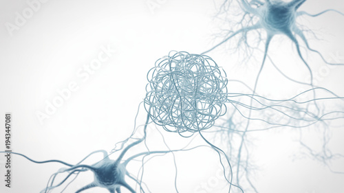 Illustrating a Complex Neuron Network in Centered View on Clean White Background