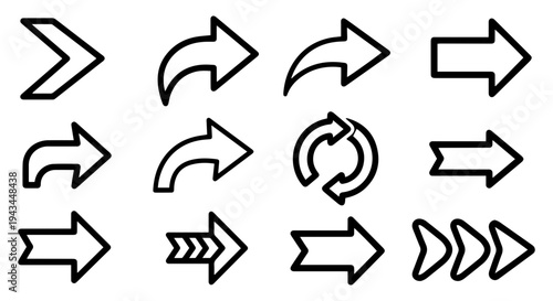 Collection of modern arrow icons for navigation and direction