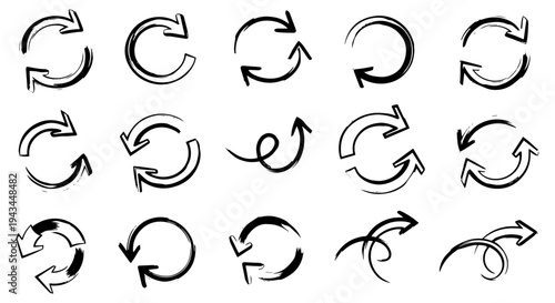 Collection of modern circular arrow icons for navigation and direction