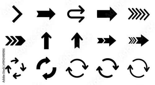 Collection of modern black arrows for navigation and design