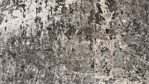 Weathered white plaster wall with peeling paint and rough grunge texture. Abstract urban background useful for graphic design and vintage design projects.