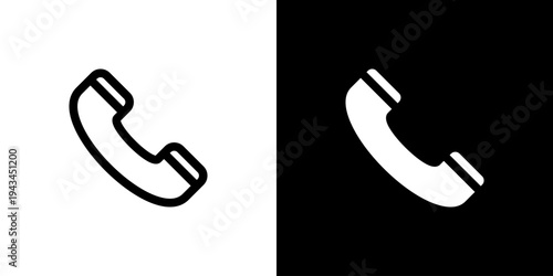 Phone Call icon concept with flat Black White Background. Vector illustration.