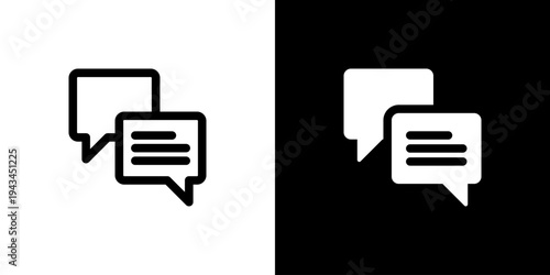 Chat Conversation Bubbles icon concept with flat Black White Background. Vector illustration.