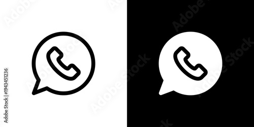 Incoming Phone Call icon concept with flat Black White Background. Vector illustration.