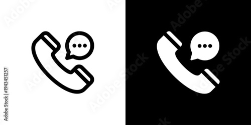 Voice Communication Call icon concept with flat Black White Background. Vector illustration.