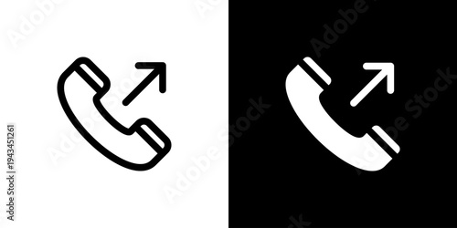 Outgoing Phone Call icon concept with flat Black White Background. Vector illustration.