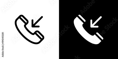 Incoming Call Alert icon concept with flat Black White Background. Vector illustration.