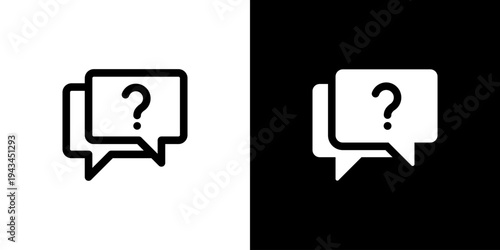 FAQ Question Bubble icon concept with flat Black White Background. Vector illustration.