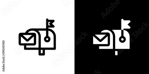 Mailbox Post Delivery icon concept with flat Black White Background. Vector illustration.