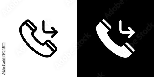 Missed Call Notification icon concept with flat Black White Background. Vector illustration.