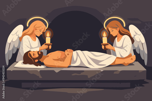 Christ in the Tomb Surrounded by Angels Keeping Watch