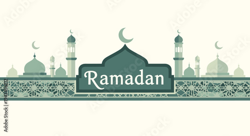 Ramadan Kareem Islamic holiday background illustration.