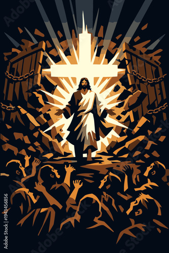 Harrowing of Hell Gates Broken by Christ's Power and Light