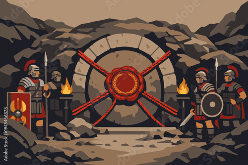 Sealed Tomb with Imperial Seal and Guard Post on Holy Saturday