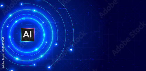 Artificial intelligence with glowing circle technology. Vector illustration