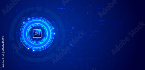 Artificial intelligence with glowing circle technology. Vector illustration