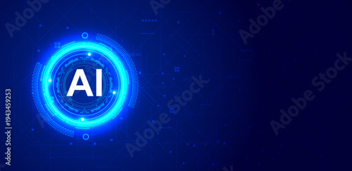 Artificial intelligence with glowing circle technology. Vector illustration