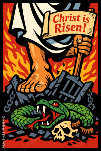 Christ Victorious Over Death Gates in Harrowing Scene Detail