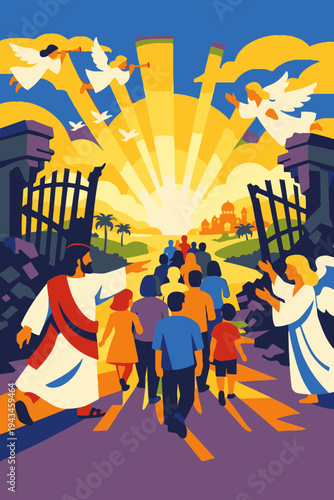 The Harrowing of Hell with Righteous Souls Entering Paradise