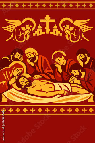 Traditional Orthodox Holy Saturday Burial Shroud Icon