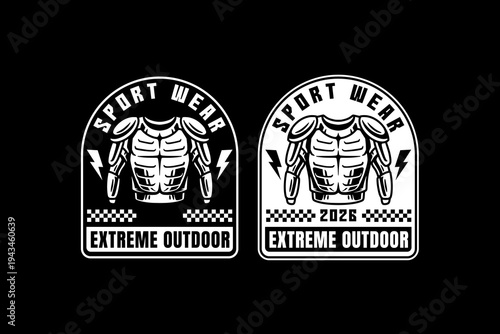 Sport Wear Armor Badge Vintage Logo Badge Vector Design. Racing Sport with Protective Gear for Dirt Bike