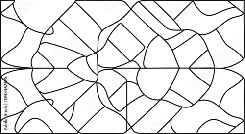 Abstract stained glass pattern with organic shapes and flowing lines, suitable for decorative panels.