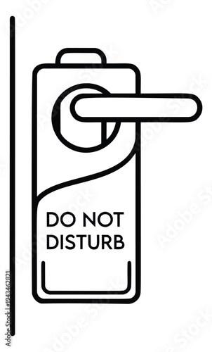 Outline illustration of hotel door hanger depicting do not disturb sign for hospitality and accommodation design