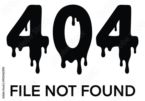 Bold graffiti style illustration of dripping 404 error text depicting melting typography for web and ui design