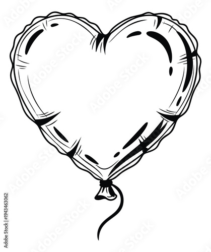 Sketch illustration of heart shaped devil tail depicting romance and temptation for valentines day design