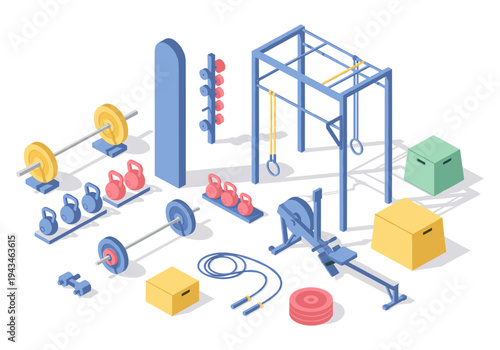 Isometric gym equipment collection for functional fitness and strength training workouts