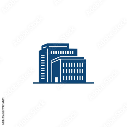 Minimalist illustration of a modern office building with multiple floors and windows, perfect for corporate or business-related designs