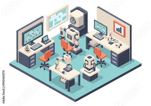 Modern robotics laboratory with advanced technology and automated systems
