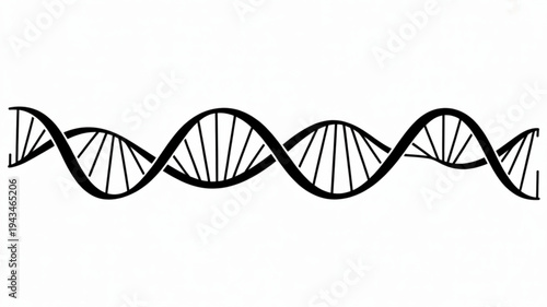 Centered Illustration of DNA Helix Molecule with Twisted Strands and Backbone on Plain White Background