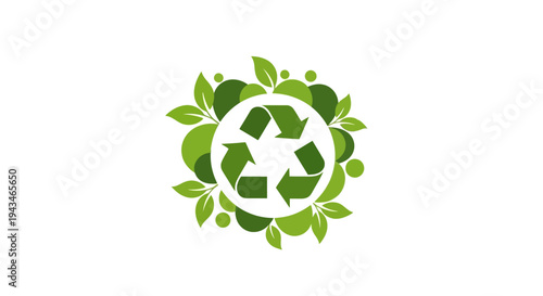 Green recycling symbol illustration with leaves, representing eco-friendly business practices and global conservation efforts for a sustainable future