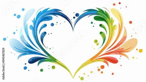 Two interlocking hearts adorned with vibrant, flowing paint splashes