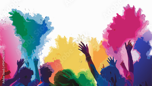 Colorful powder explosion creating vibrant clouds in the air during celebration