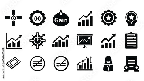 Vector Icon Sheet Displays Various Business and Finance Symbols