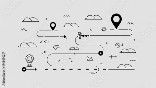 A minimalist icon of a certificate with a map and navigation elements on a clean background