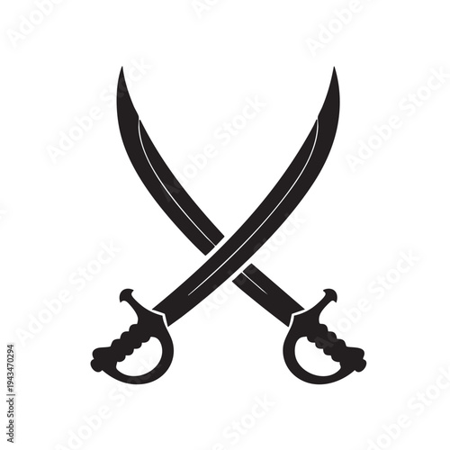 Two crossed sabers in a dramatic stance symbolizing conflict or battle readiness with pirate swords.