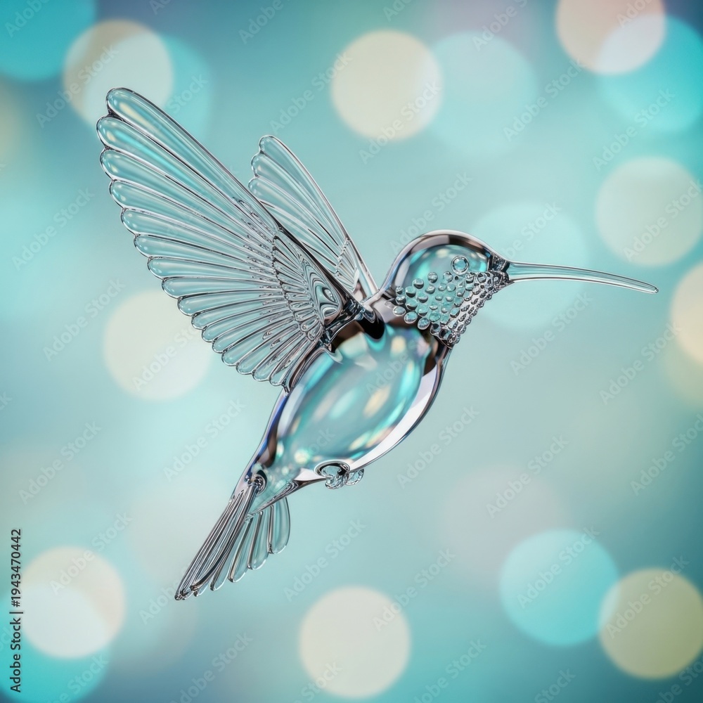 Fototapeta premium Glass Hummingbird on Bokeh Background