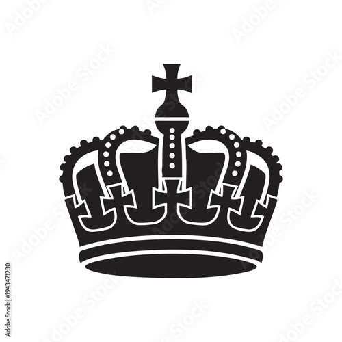Silhouette illustration of a crown with crosses on top.