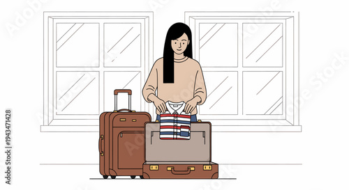Woman standing next to two suitcases