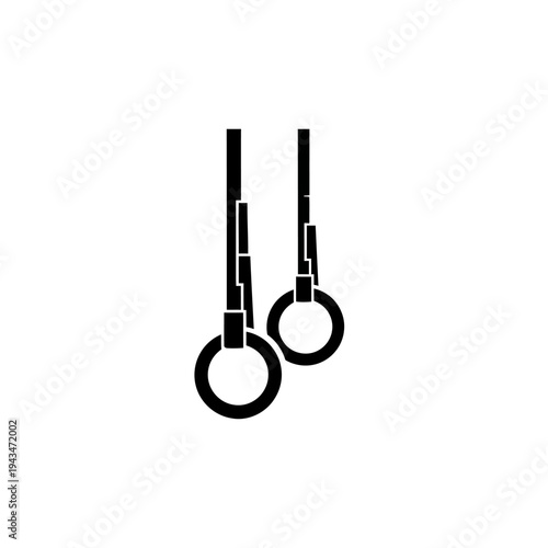 Gymnastic rings icon, black and white simple graphic for sports and fitness, isolated on white background