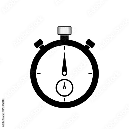Minimalist Black Stopwatch Icon for Precise Time Measurement and Speed Control. Vector Silhouette Symbol for Efficiency, Deadline Management, and Quick Operations