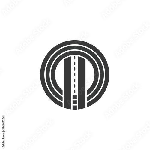 Abstract circular track graphic icon symbolizing a path or journey. Modern vector design for sports, racing, or directional themes