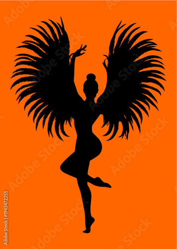 carnaval, mujer, plumas, brasil, vector, tatuaje, dragones, ilustración, silueta, animal, símbolo, ave, negro, designio, aguilas, arte, administrar, tribal, fantasía, caballo, dibujos animados, firmar